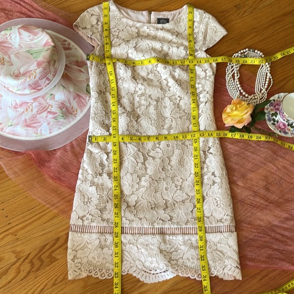 🌺 VINCE CAMUTO; Beautiful - Light Pink, Cap-Sleeved Lace Dress in Misses Size 2 - Picture 7 of 13
